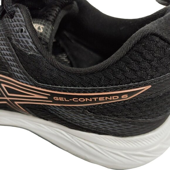 Asics Contend 6 Sneakers Women Size 9 Black Rose Gold Everyday Comfort 1012A570 - Picture 6 of 9